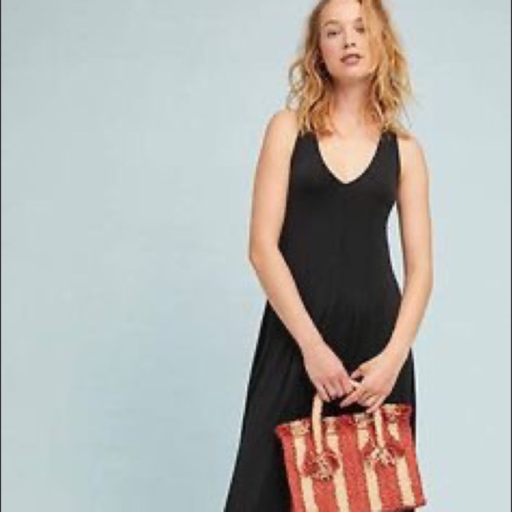 Dolan x Anthro Black V neck Jersey Dress K…